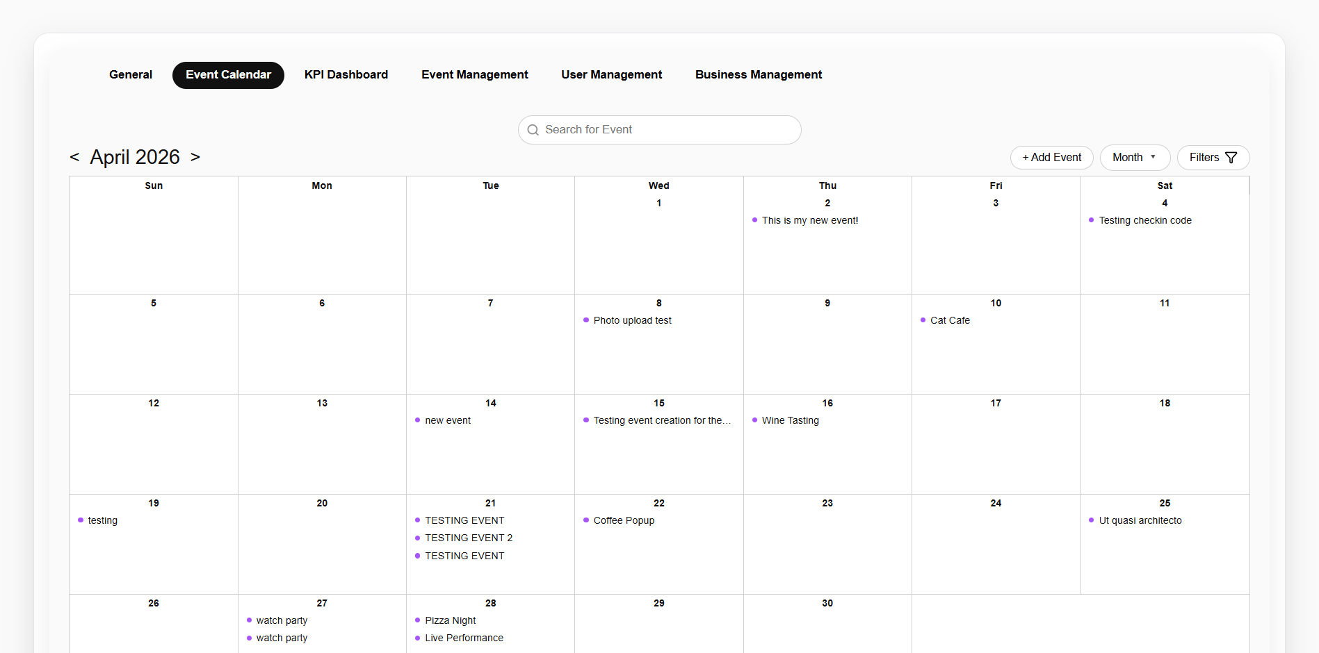 Placeholder for Admin calendar view screenshot
