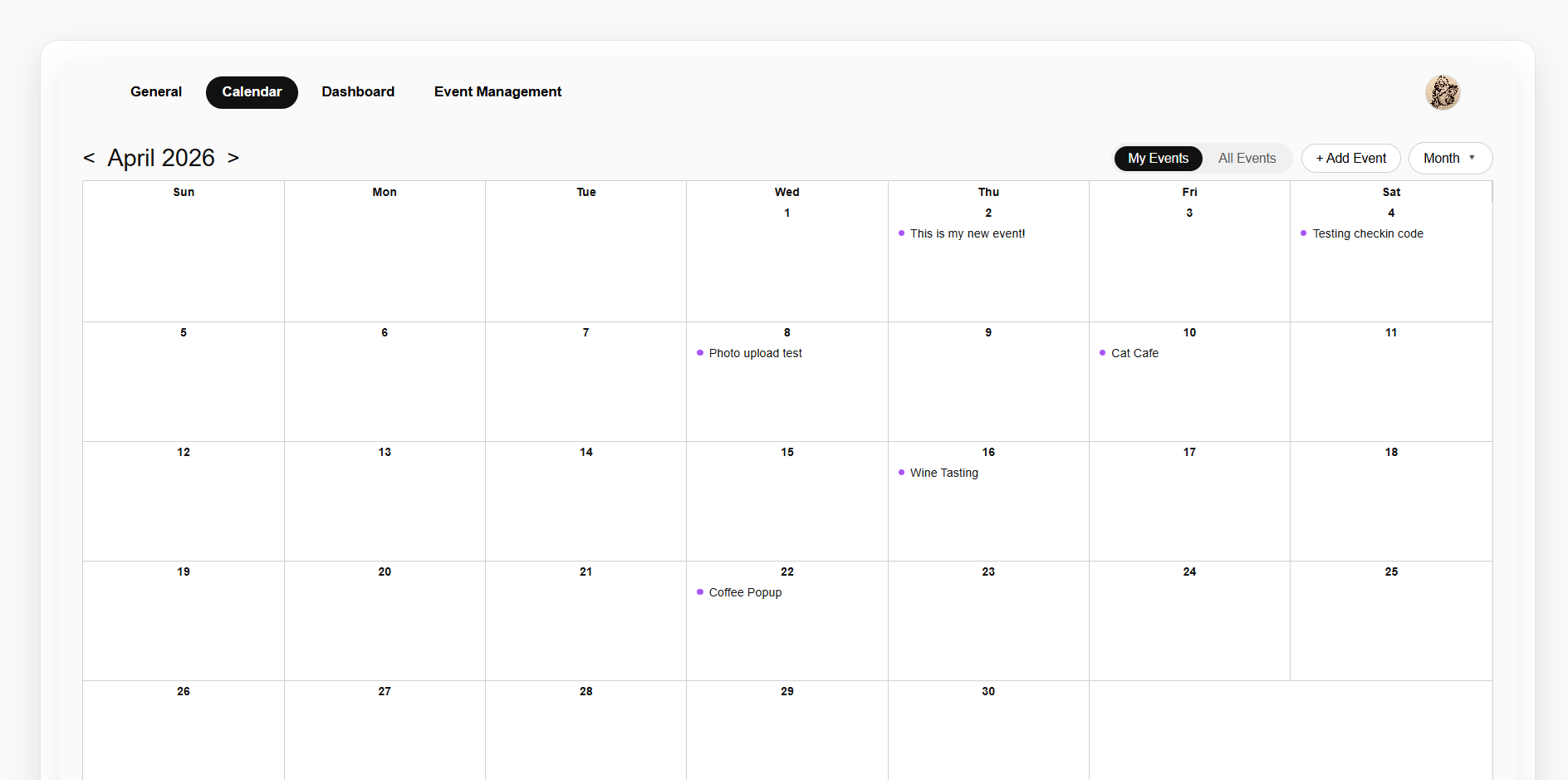 Placeholder for Business calendar view screenshot