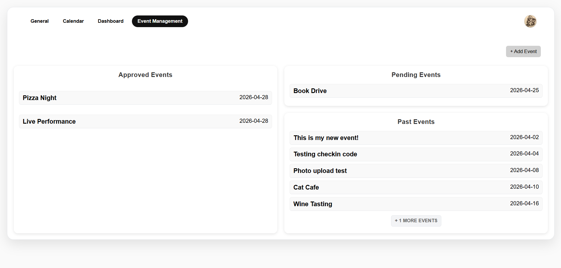 Placeholder for Business event management screenshot